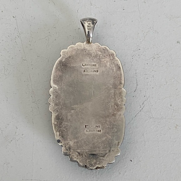 Vintage Navajo Lucille Ramone Royston Turquoise Pendant - Picture 2 of 4